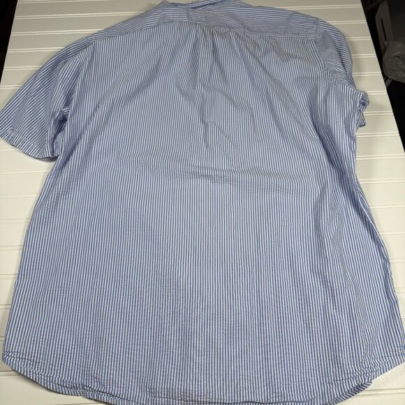 Ralph Lauren Seersucker Button Up Shirt Men's XLT Blue White Stripes GUC - Picture 5 of 6